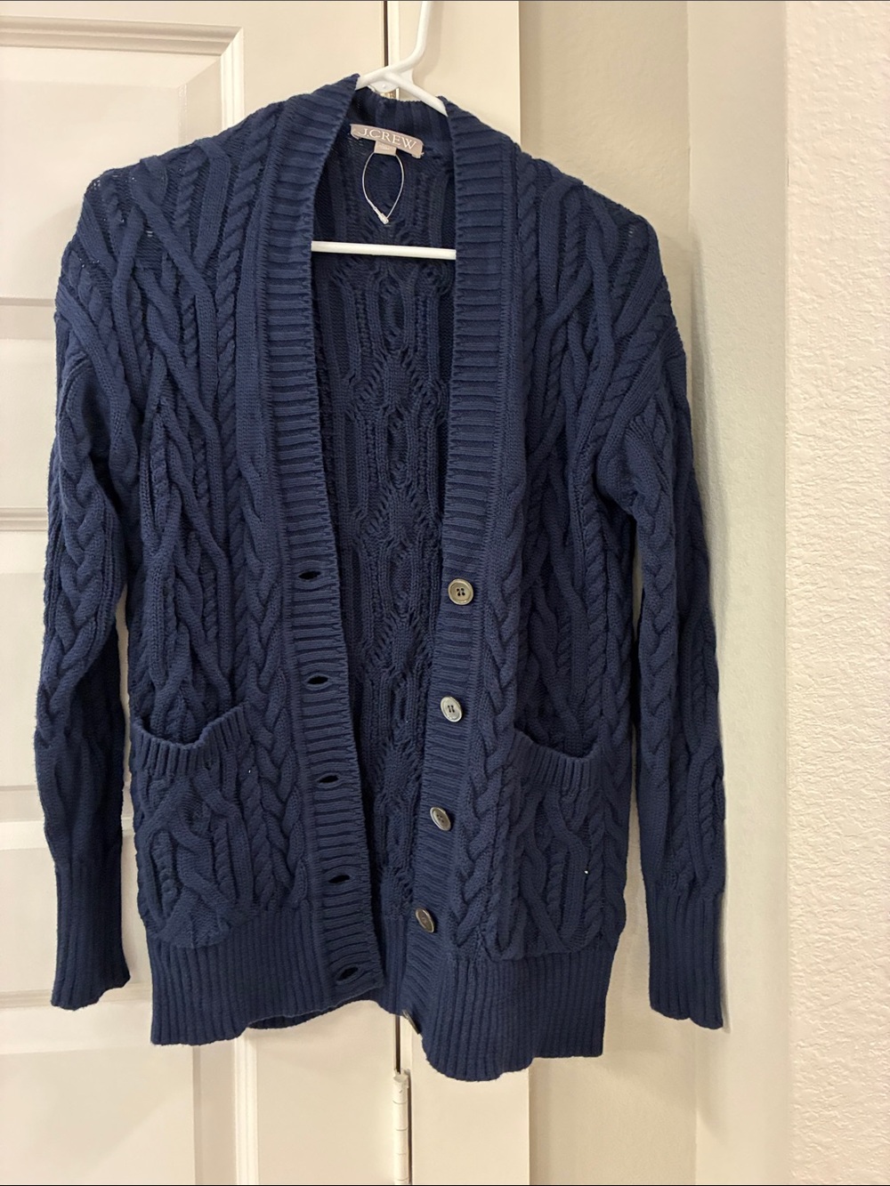J. Crew Navy Knit Sweater with Cable Detail